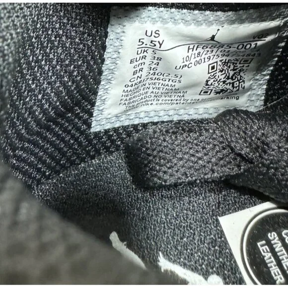 Nike Air Jordan 1 Low GS Cleats Black Wht Football Baseball HF6885-001 5.5 Youth - Picture 6 of 7